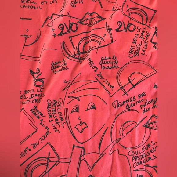 Frocella Coral Cotton Button-Up Dress with Black Print - One Size XL - Picture 3 of 10